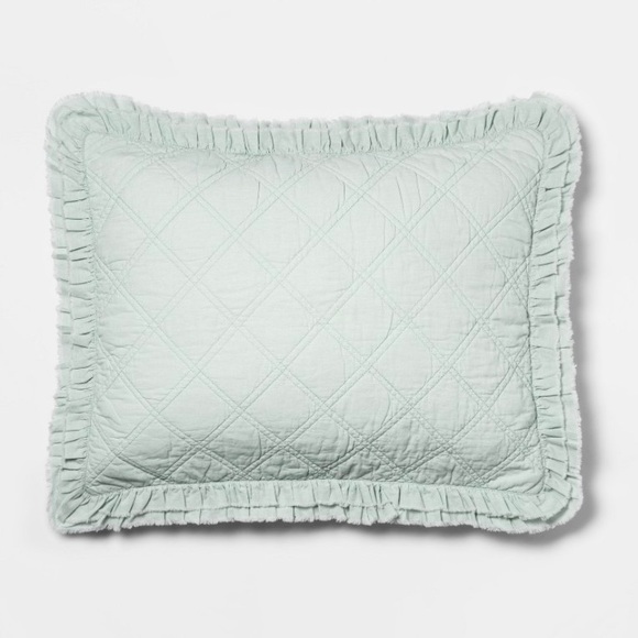 Threshold Standard Mint Ruffled Pillow Sham - Picture 1 of 7